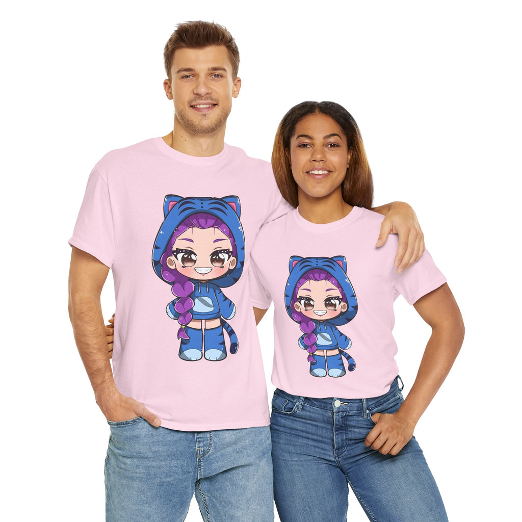 Kawaii Cat Character Unisex Heavy Cotton Tee