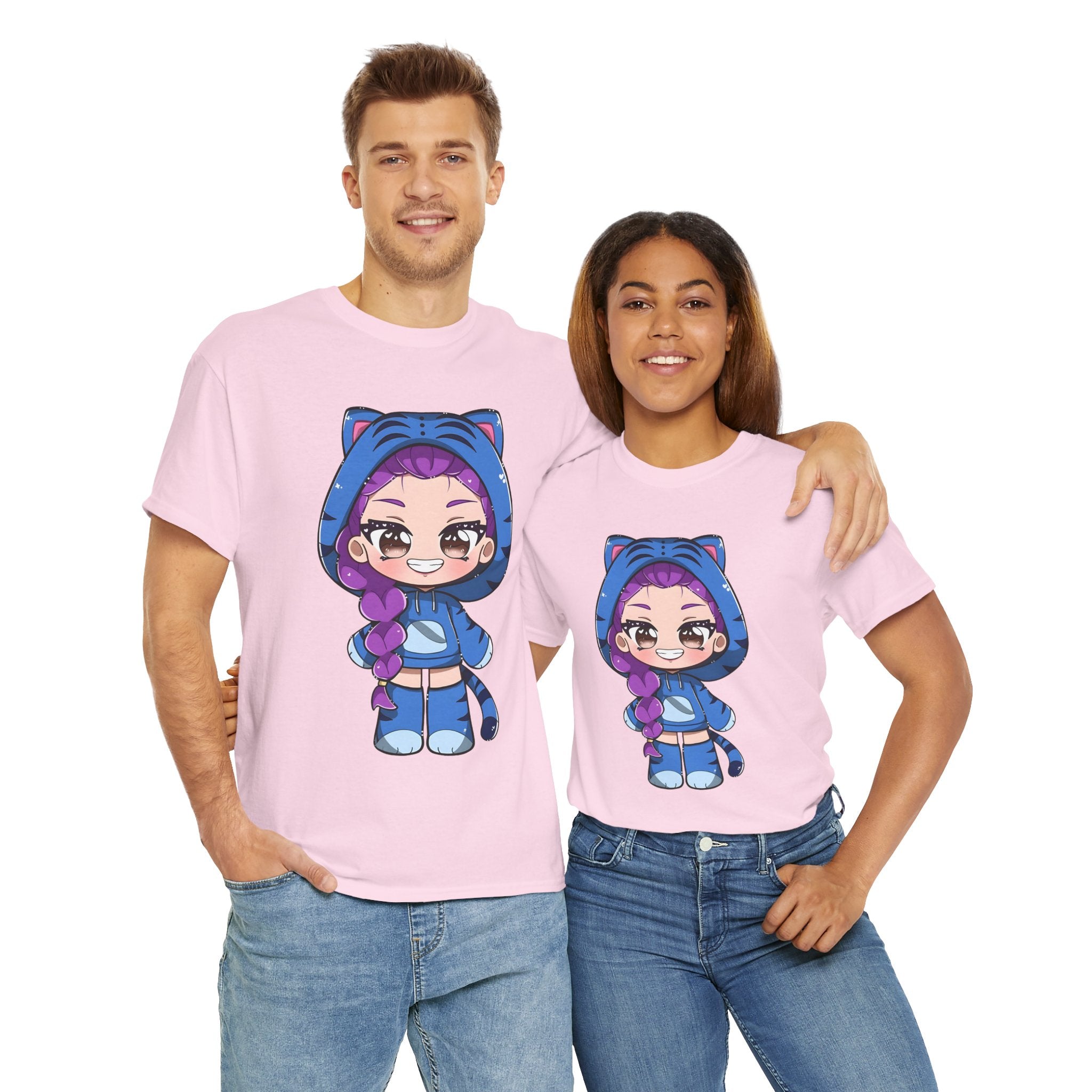 Kawaii Cat Character Unisex Heavy Cotton Tee