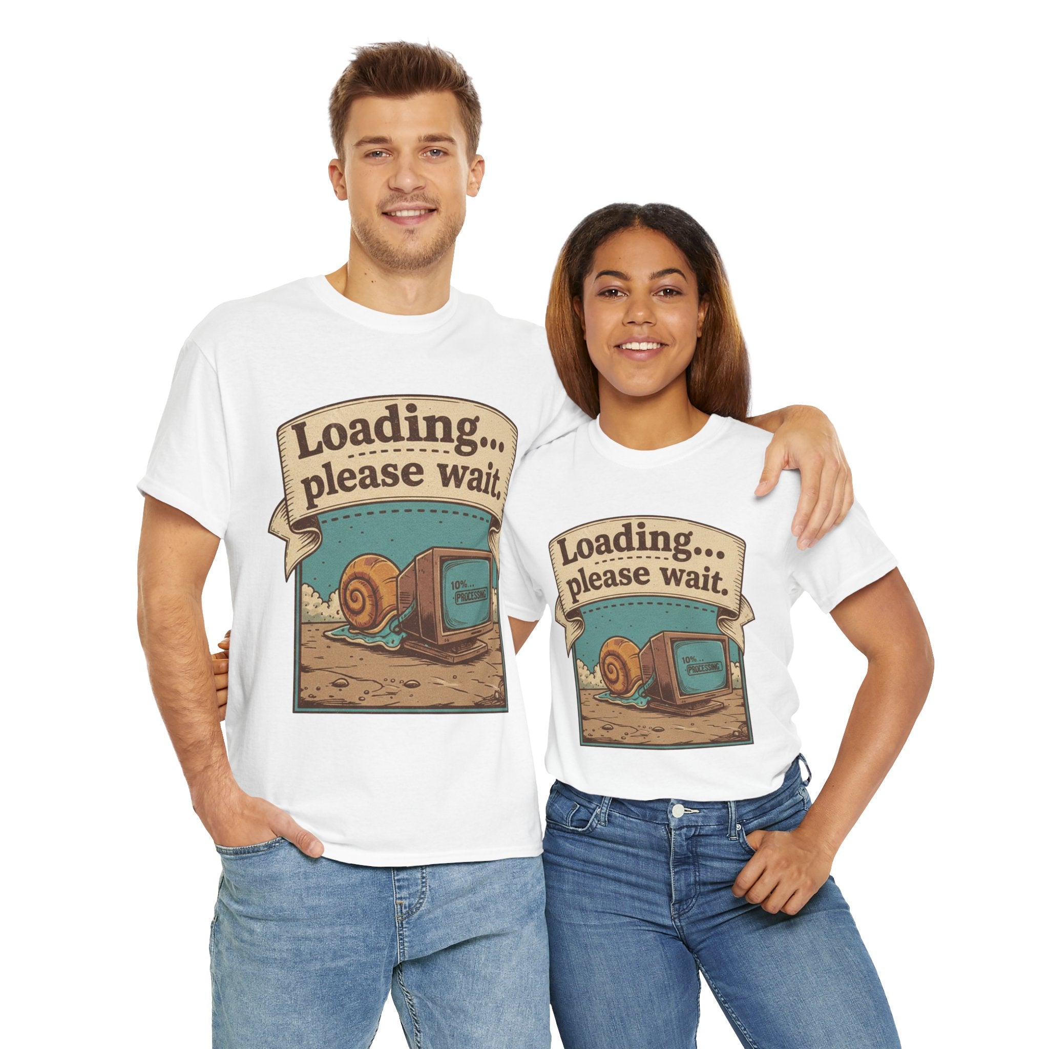 Funny Loading Please Wait Unisex Heavy Cotton Tee