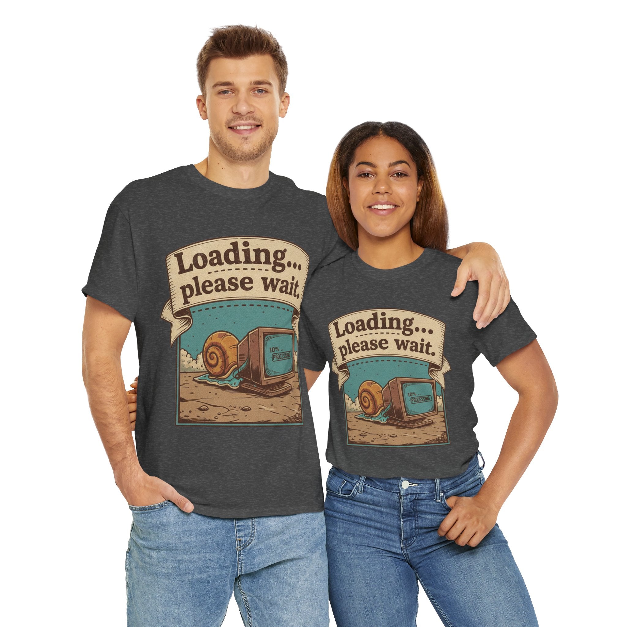 Funny Loading Please Wait Unisex Heavy Cotton Tee
