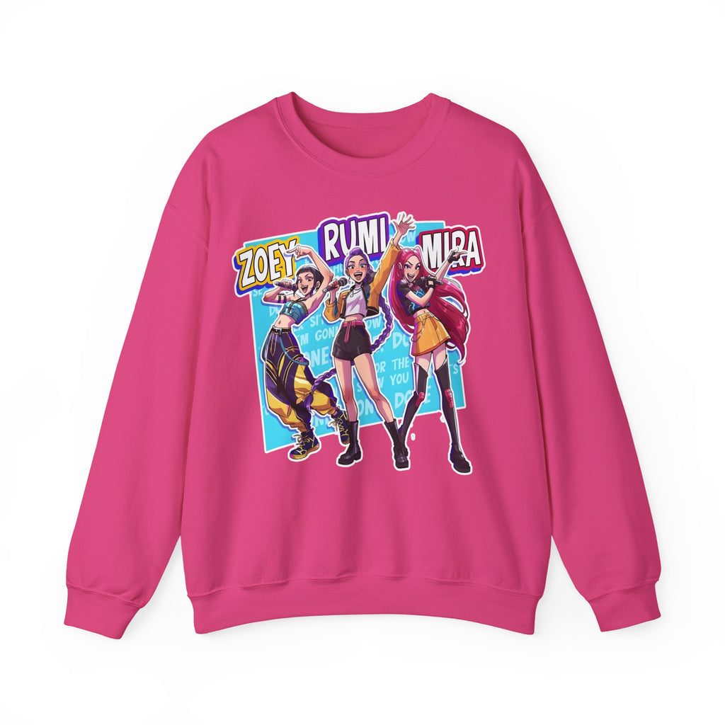 Vibrant Unisex Crewneck Sweatshirt with Zoey, Rumi, and Mira Design