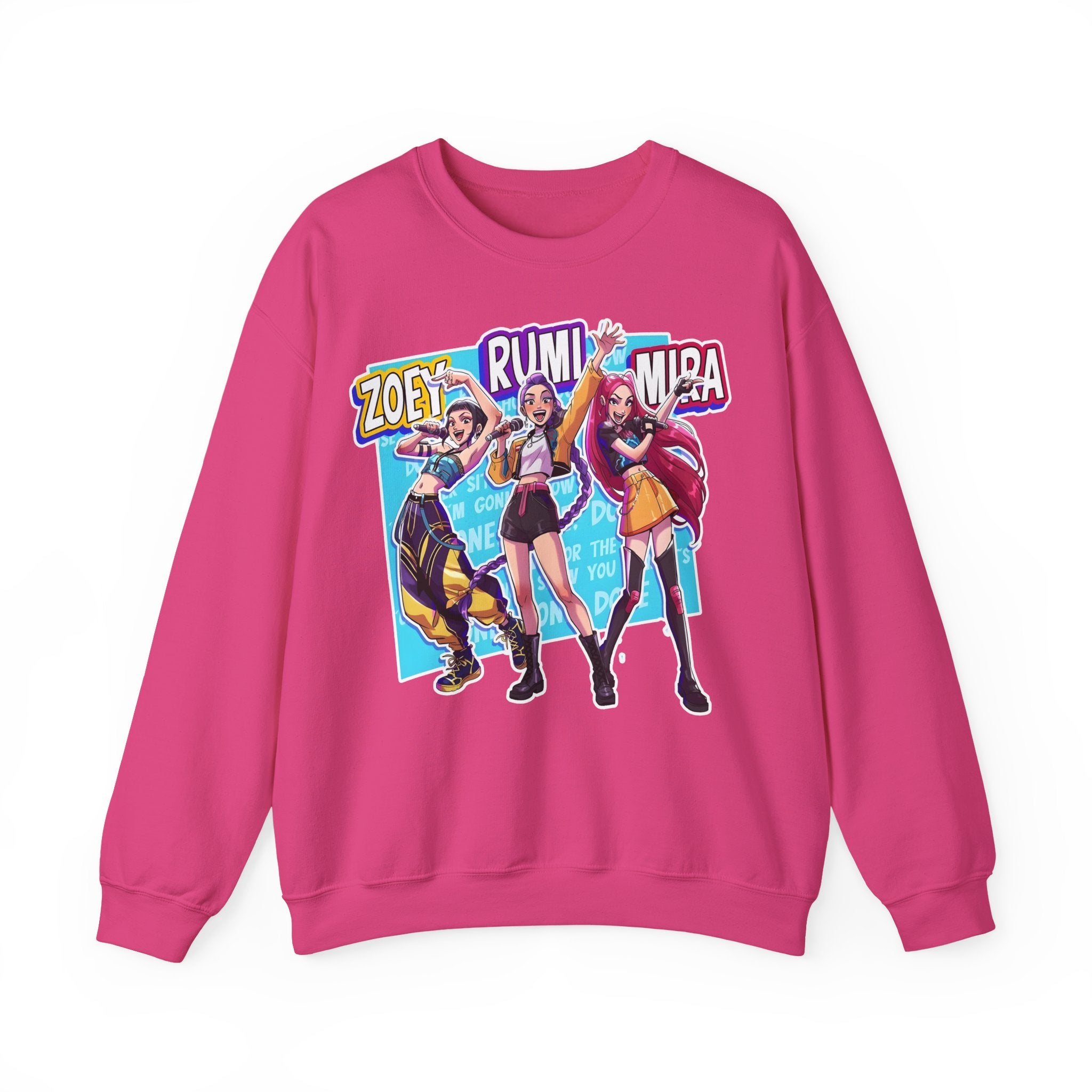Vibrant Unisex Crewneck Sweatshirt with Zoey, Rumi, and Mira Design