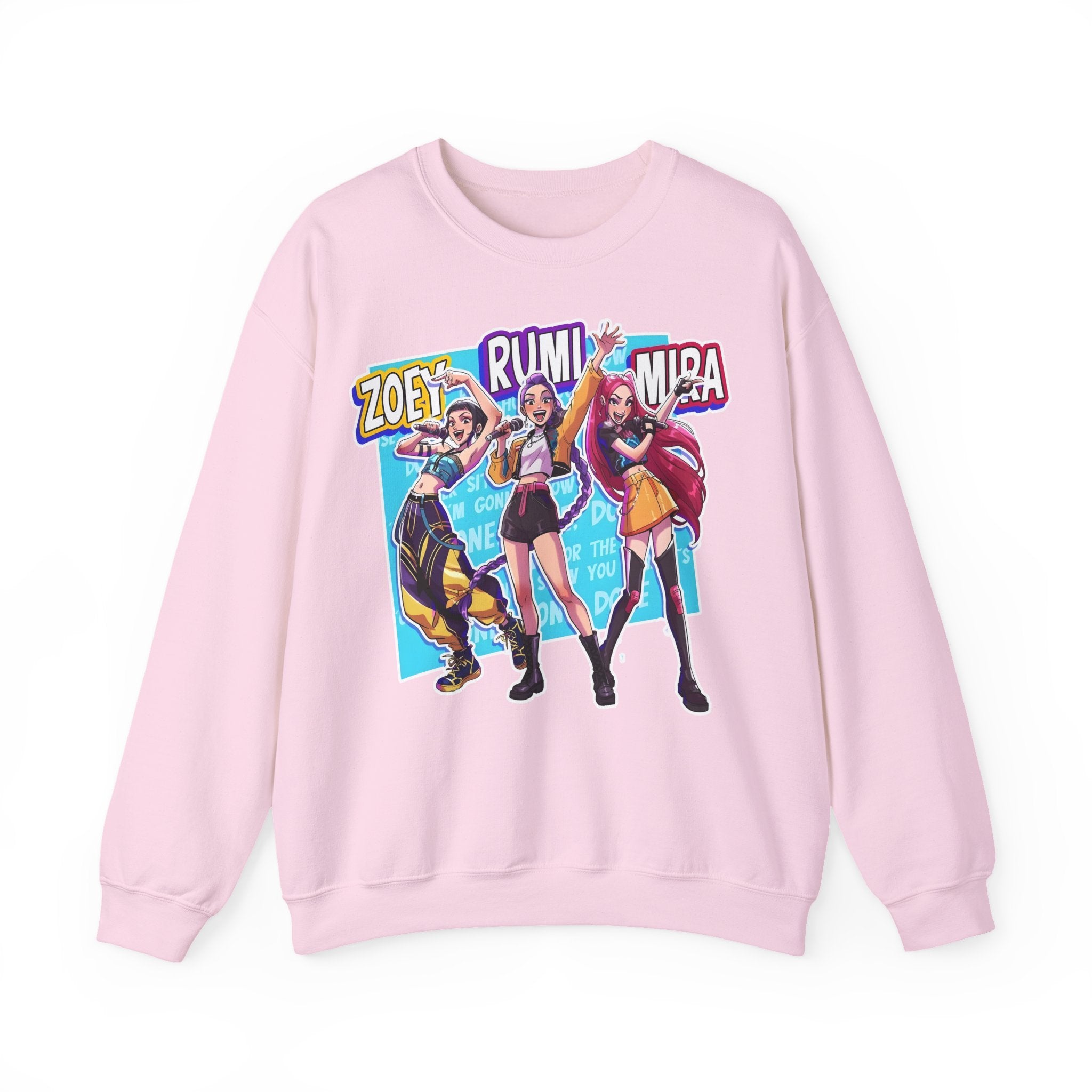 Vibrant Unisex Crewneck Sweatshirt with Zoey, Rumi, and Mira Design