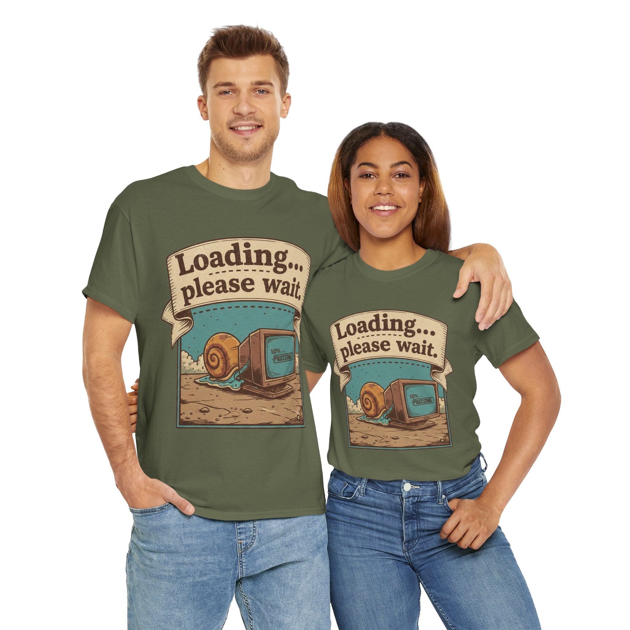 Funny Loading Please Wait Unisex Heavy Cotton Tee