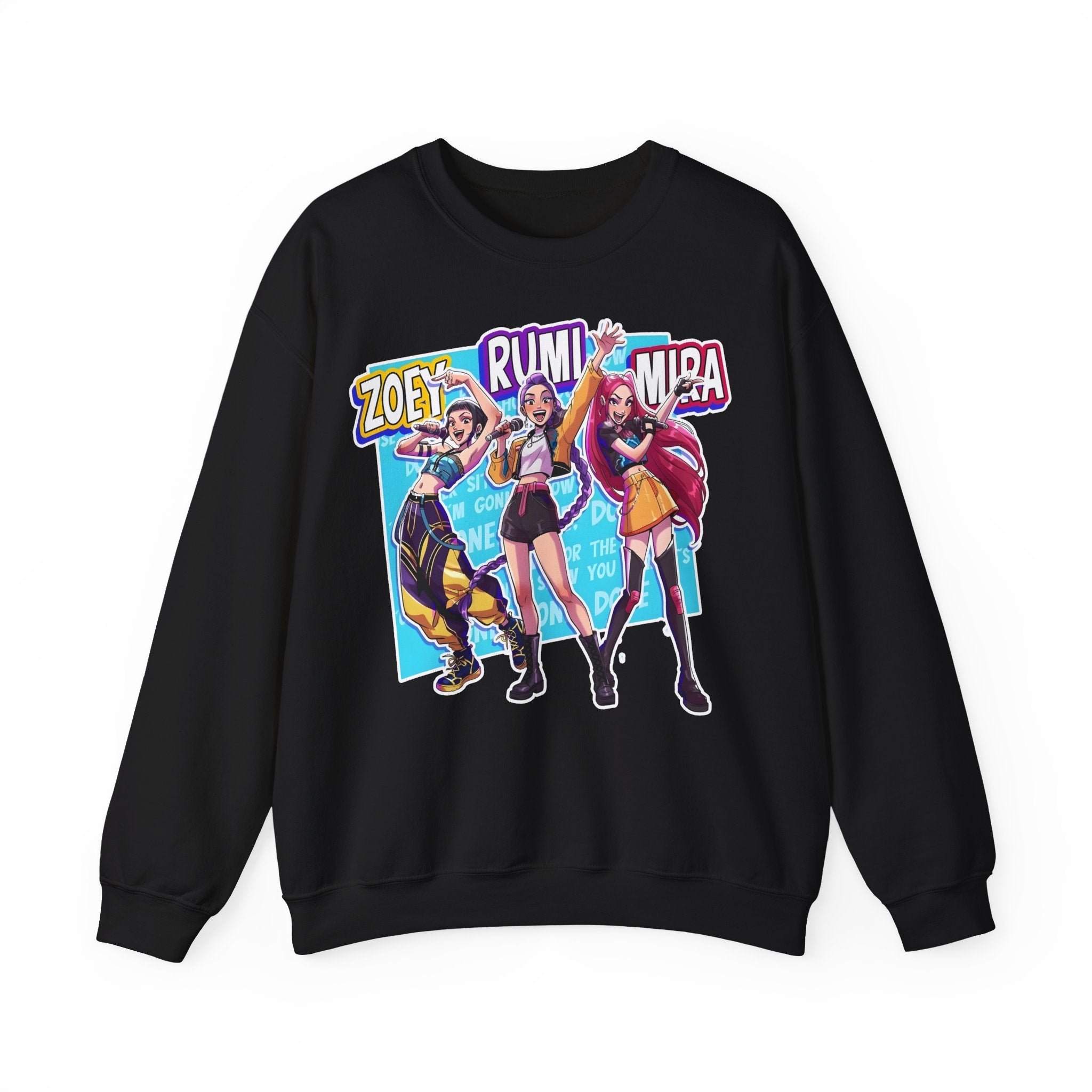 Vibrant Unisex Crewneck Sweatshirt with Zoey, Rumi, and Mira Design