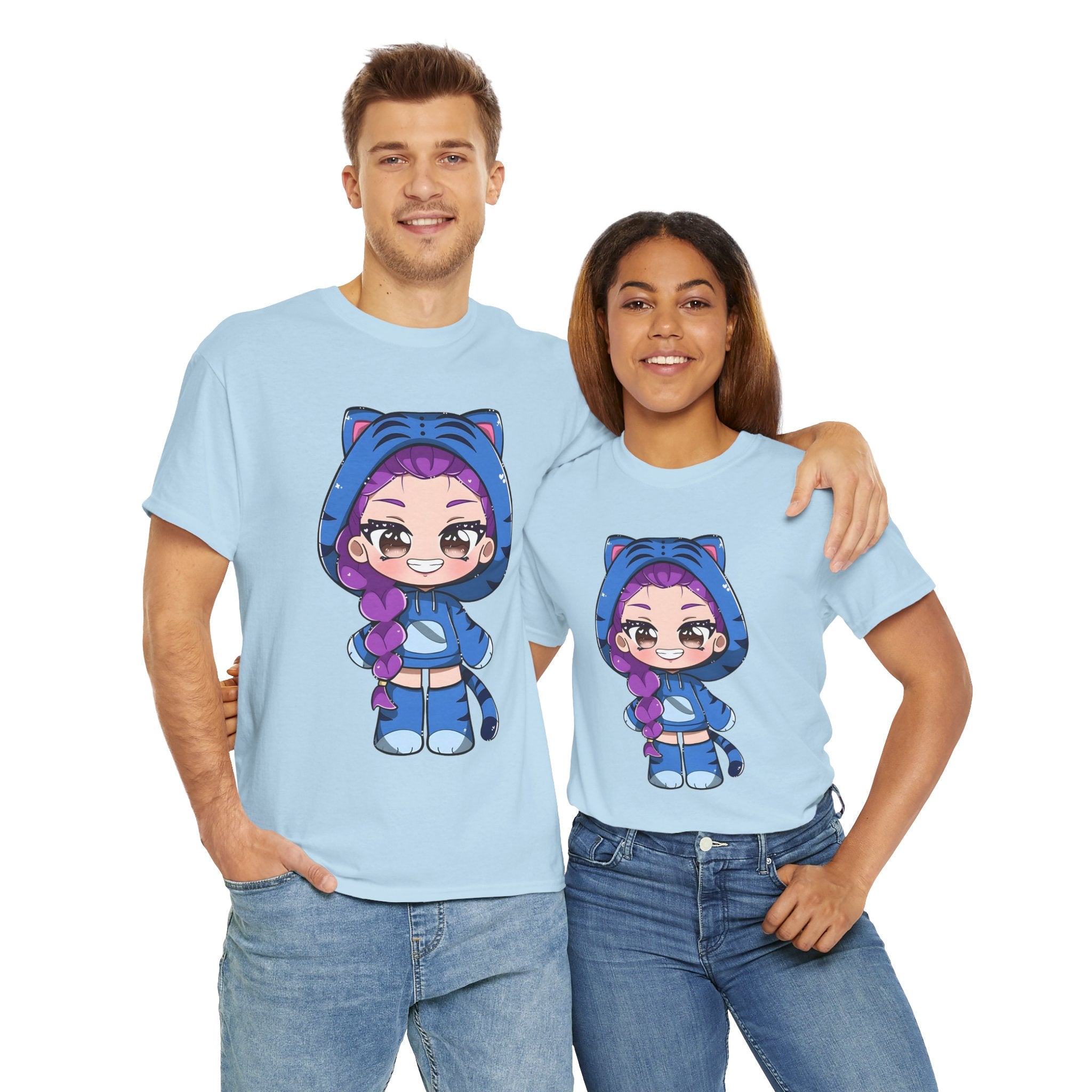 Kawaii Cat Character Unisex Heavy Cotton Tee
