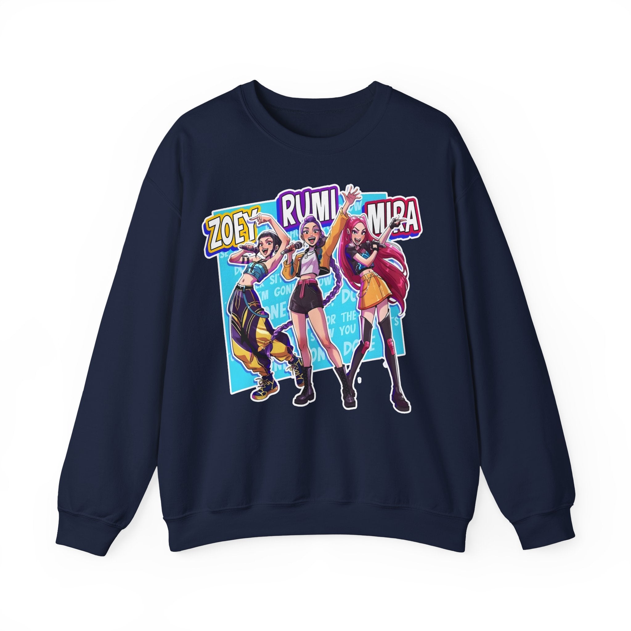 Vibrant Unisex Crewneck Sweatshirt with Zoey, Rumi, and Mira Design
