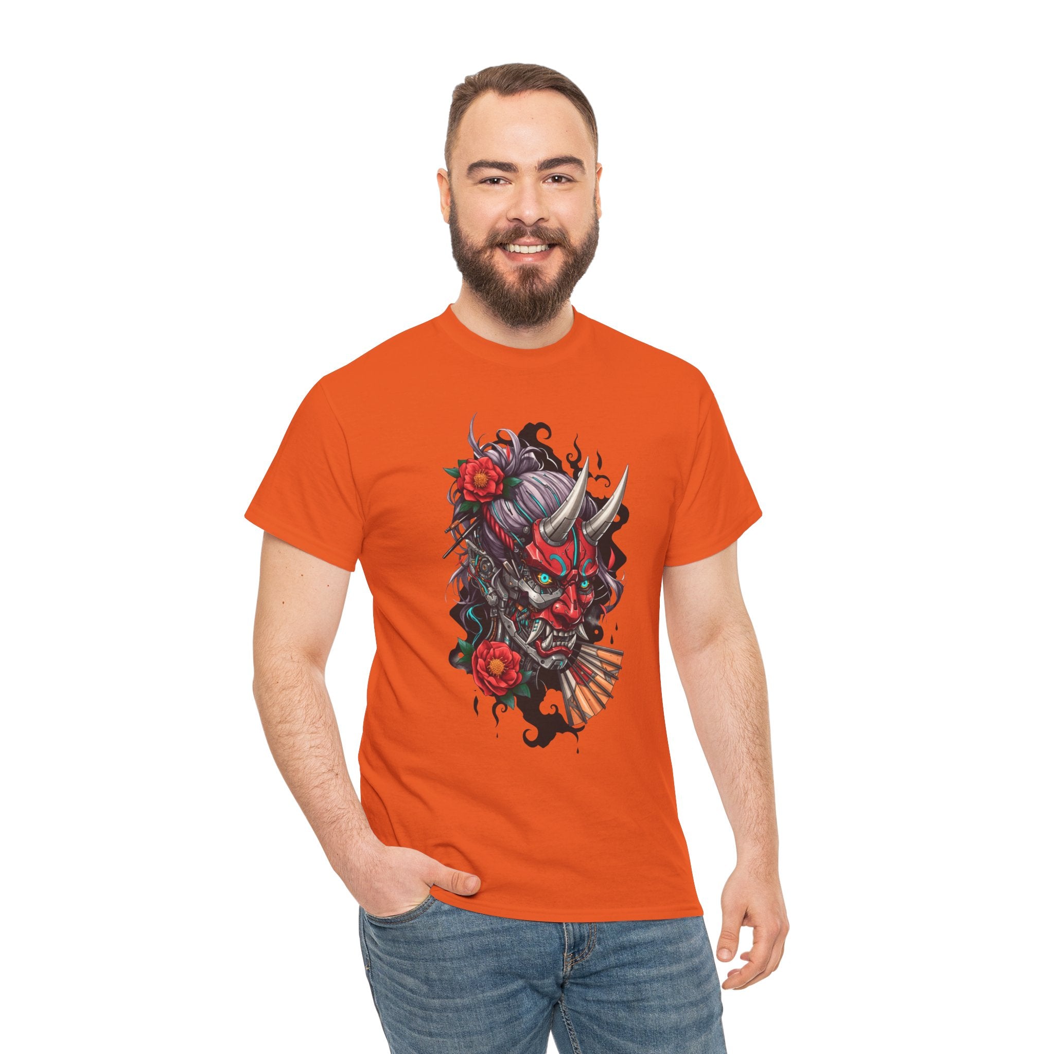 Vibrant Japanese Oni Graphic Tee for Unisex
