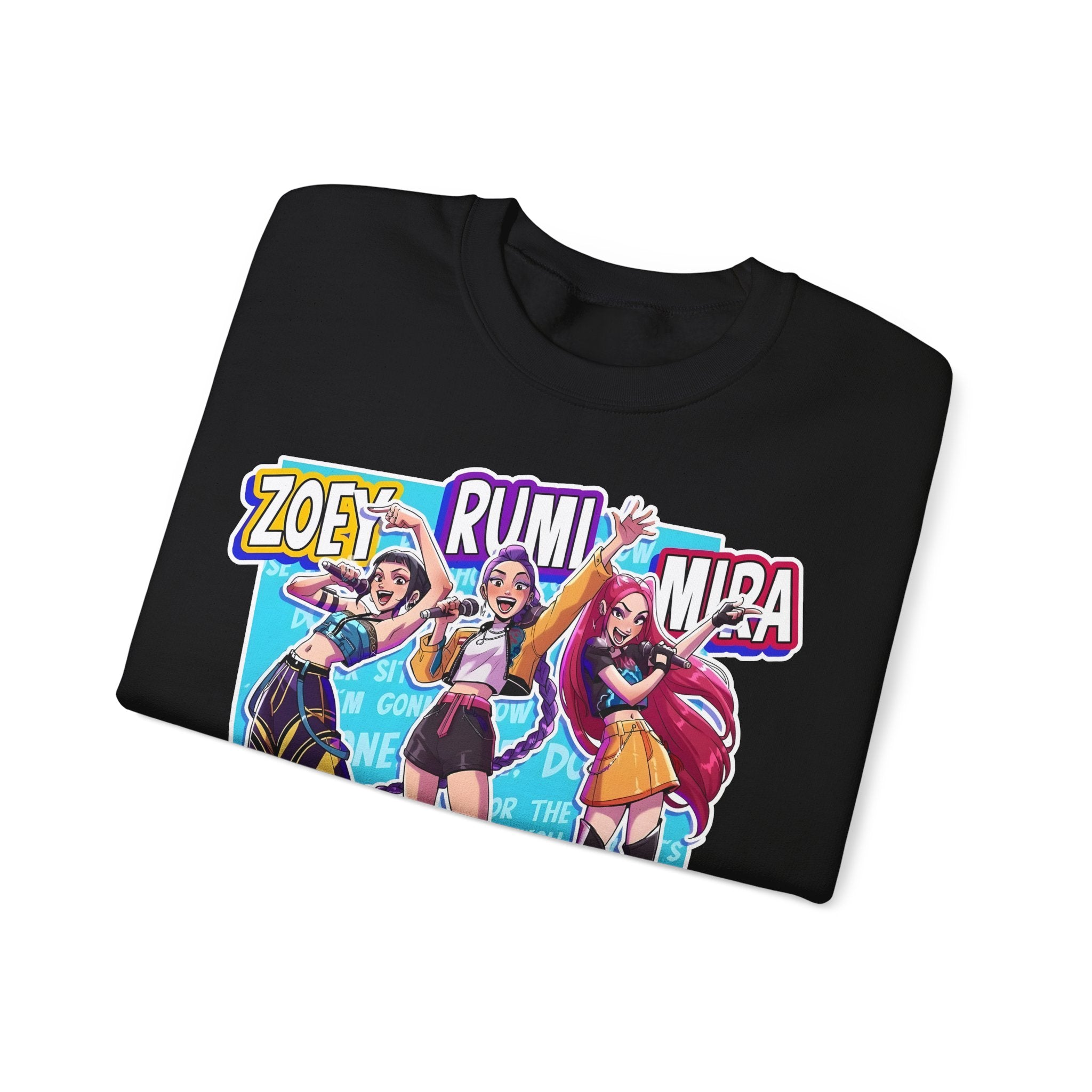 Vibrant Unisex Crewneck Sweatshirt with Zoey, Rumi, and Mira Design