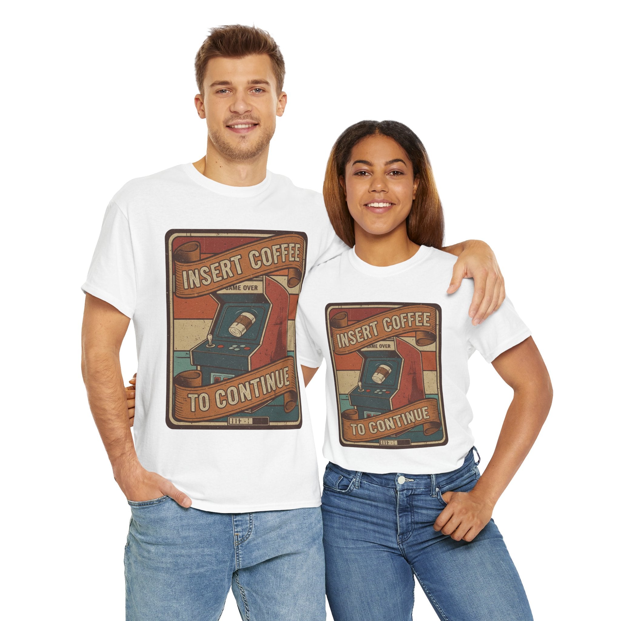 Retro Coffee Arcade Unisex Heavy Cotton Tee