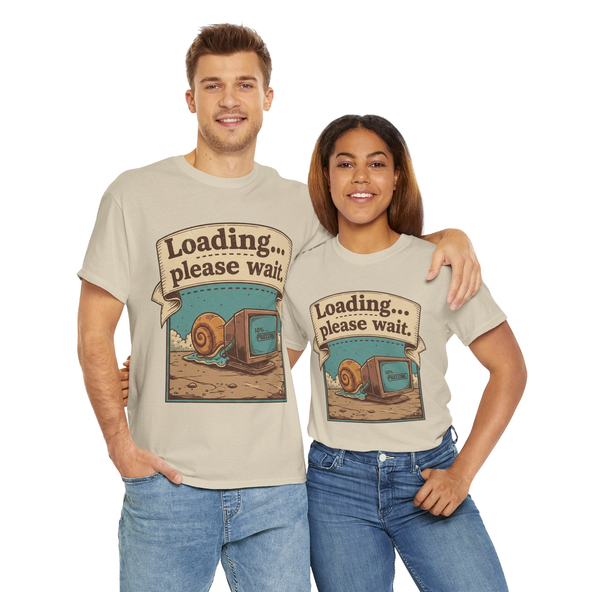 Funny Loading Please Wait Unisex Heavy Cotton Tee