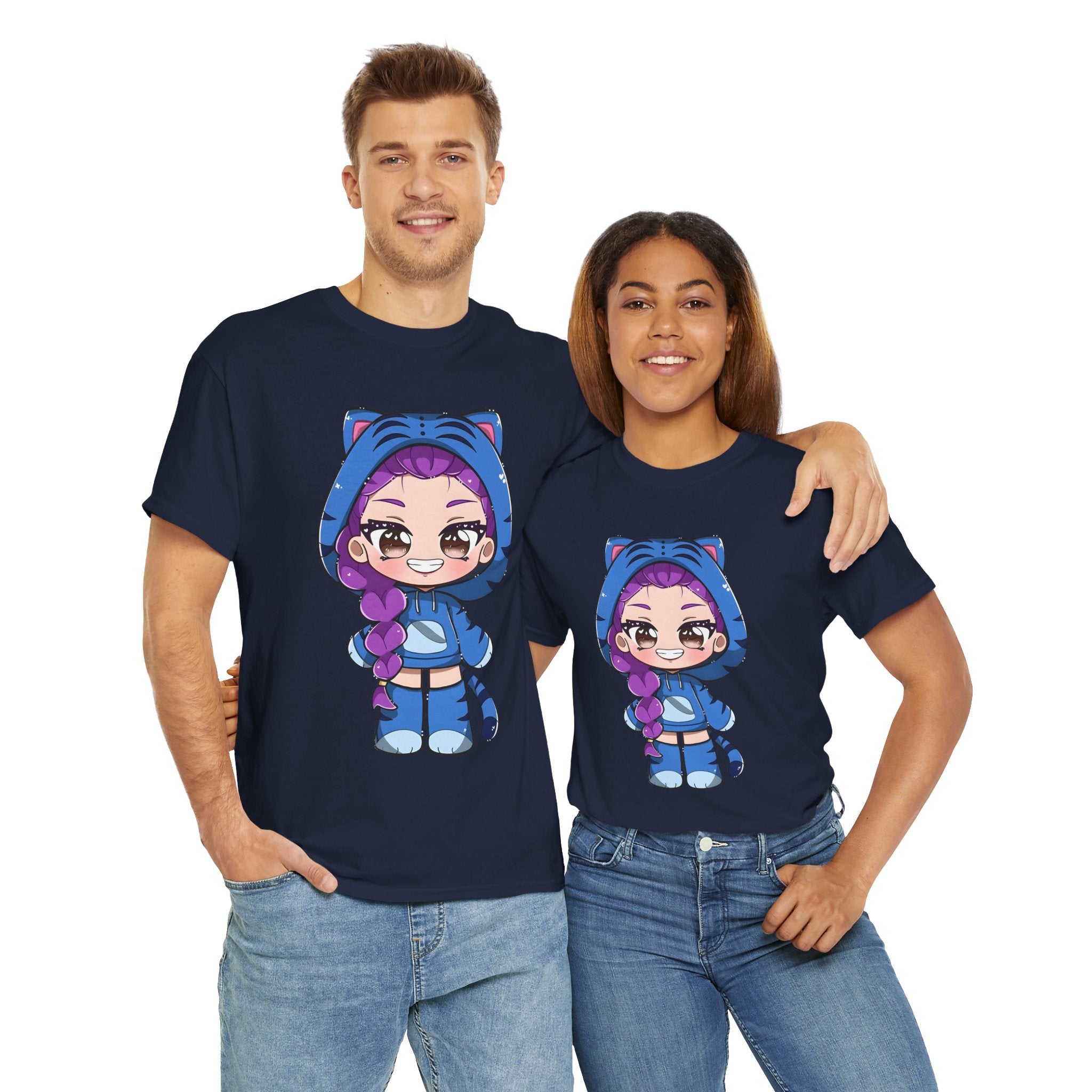 Kawaii Cat Character Unisex Heavy Cotton Tee