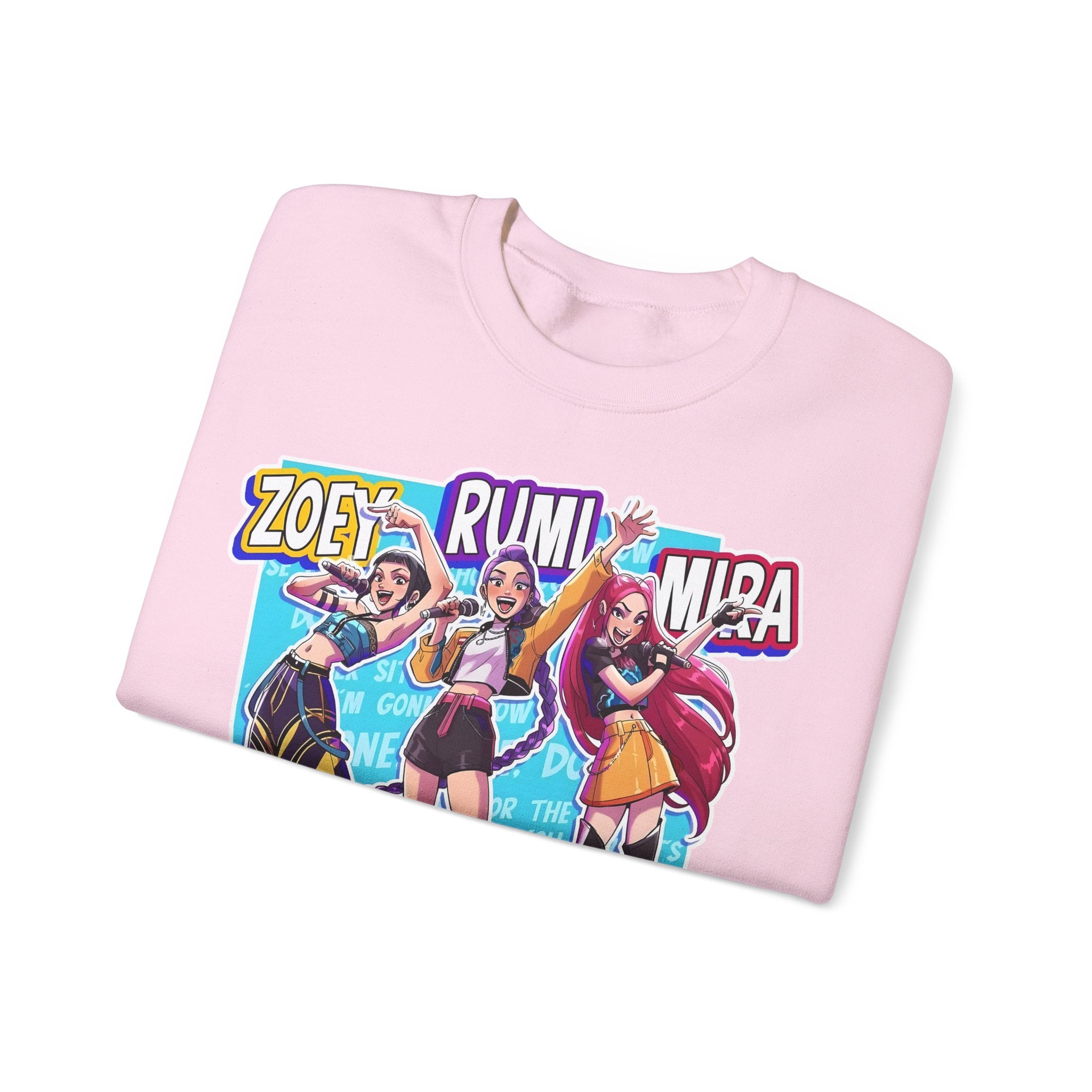 Vibrant Unisex Crewneck Sweatshirt with Zoey, Rumi, and Mira Design