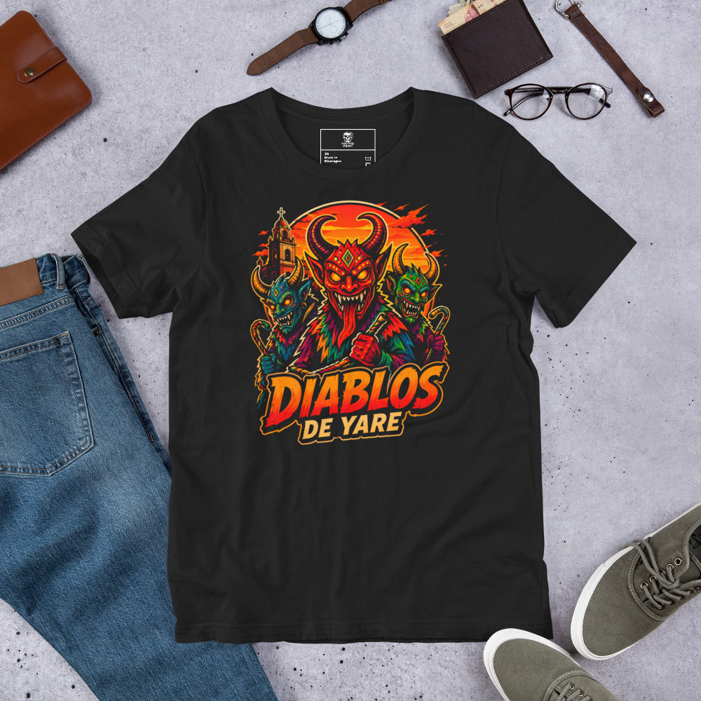 Camiseta Diablos de Yare Animado – Edición Cartoon Cartoons, color negro vintage – vista frontal
